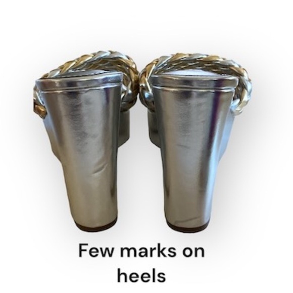 NINE WEST KAT 3 Metallic Silver & Gold Basketweave 4.5” Wedge NWOT Size … - Picture 10 of 11